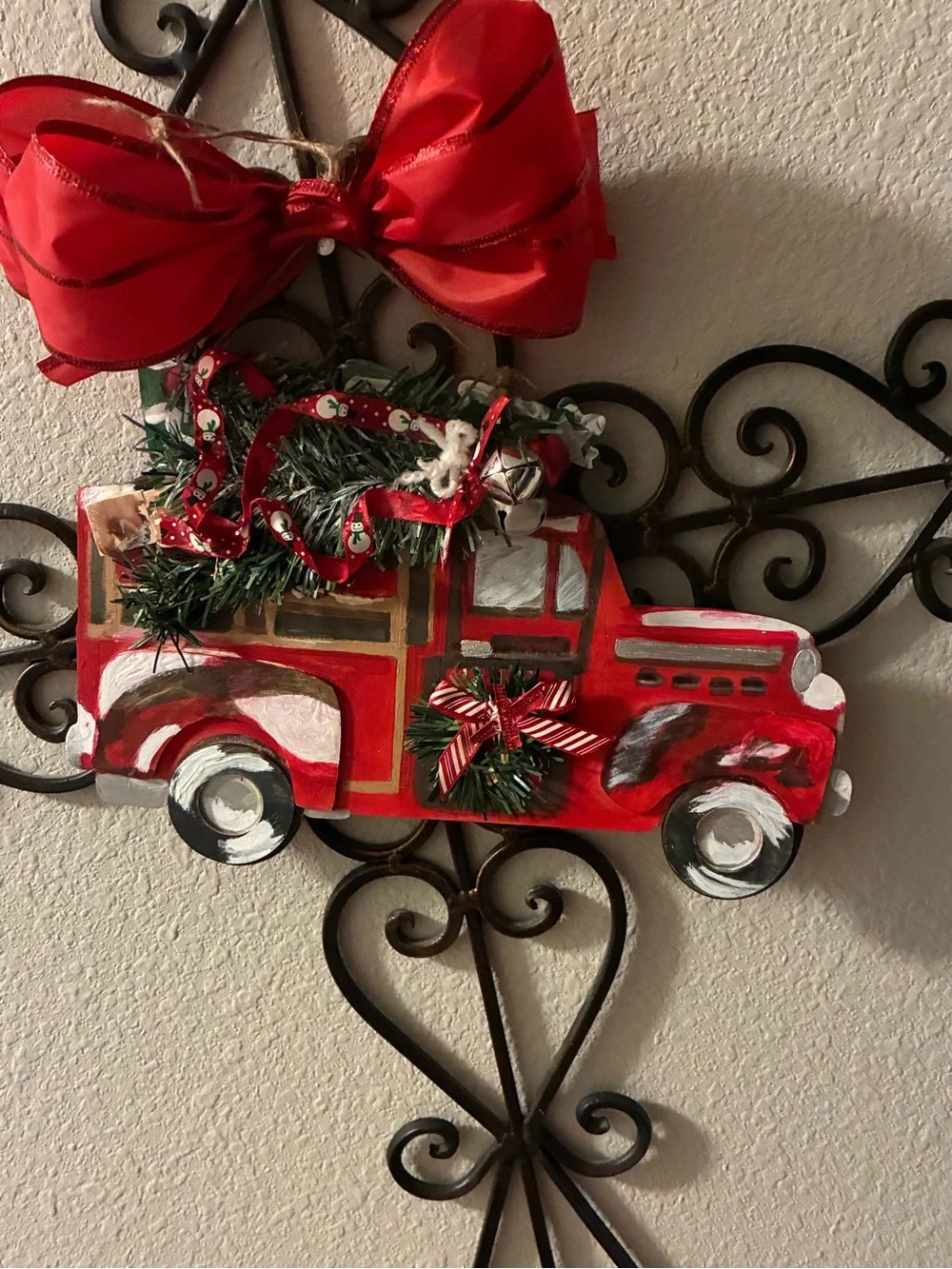 Festive Red Holiday Truck Hanging or Ornament